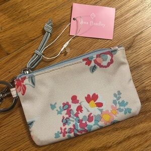NEW Vera Bradley Lighten Up Zip ID Lanyard Wallet Tossed Posies Pink NWT